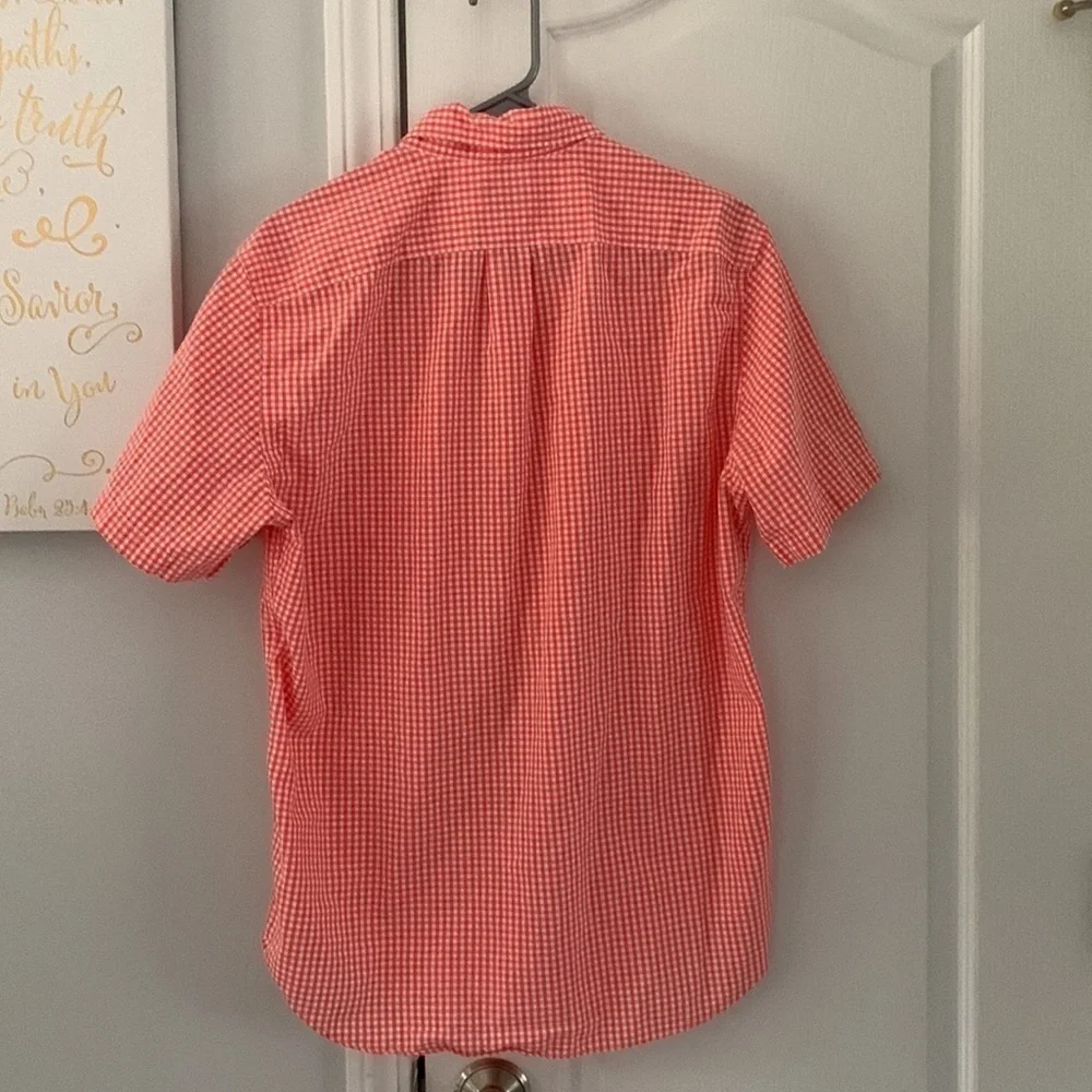 J. Crew Tailored Orange Plaid Button-Down Shirt size medium short sleeves‎